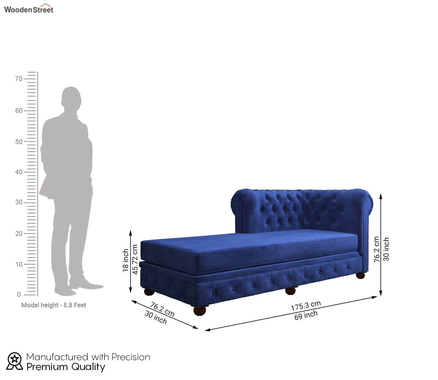 Henry Chaise Lounge (Indigo Blue)