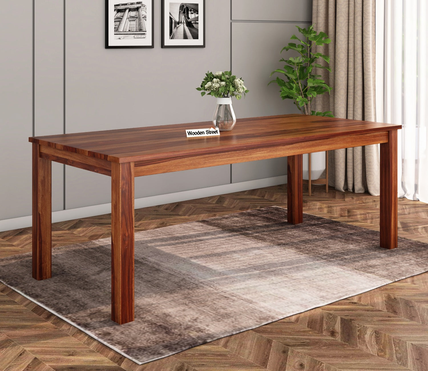 Janet 8 Seater Dining Table (Honey Finish)