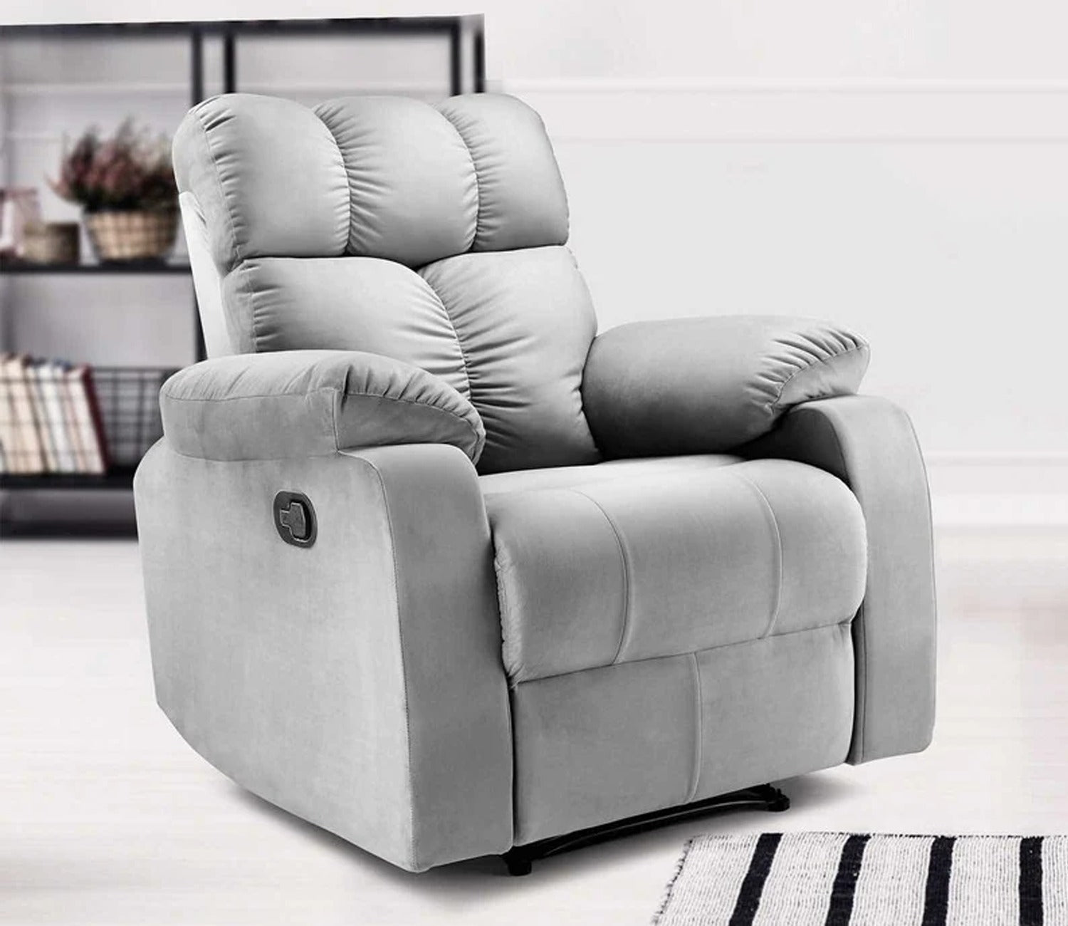 Valios Fabric 1 Seater Manual Recliner Chair (Grey)