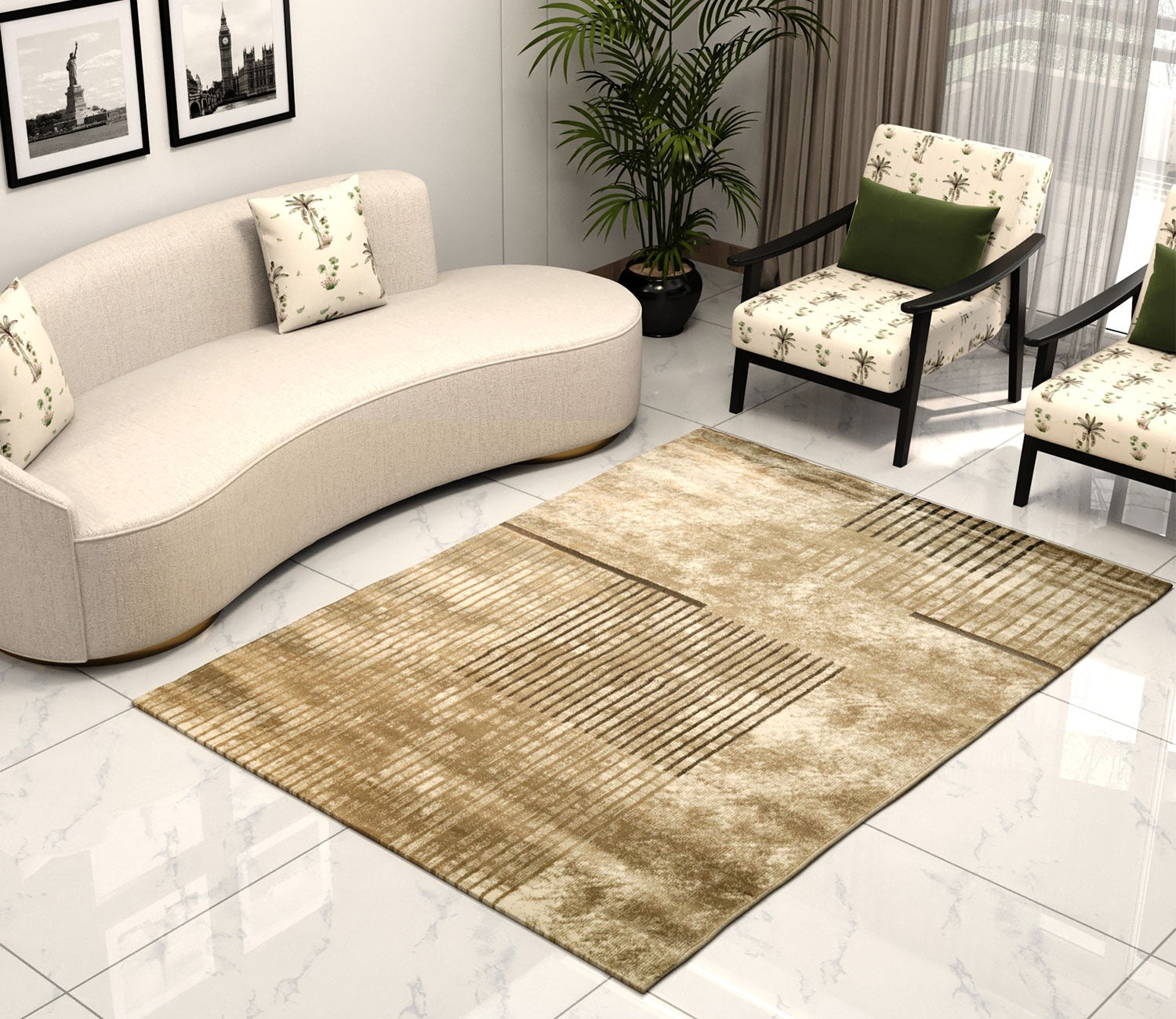 Midtown Grey Abstract Carpet (7.5 x 5 Feet)