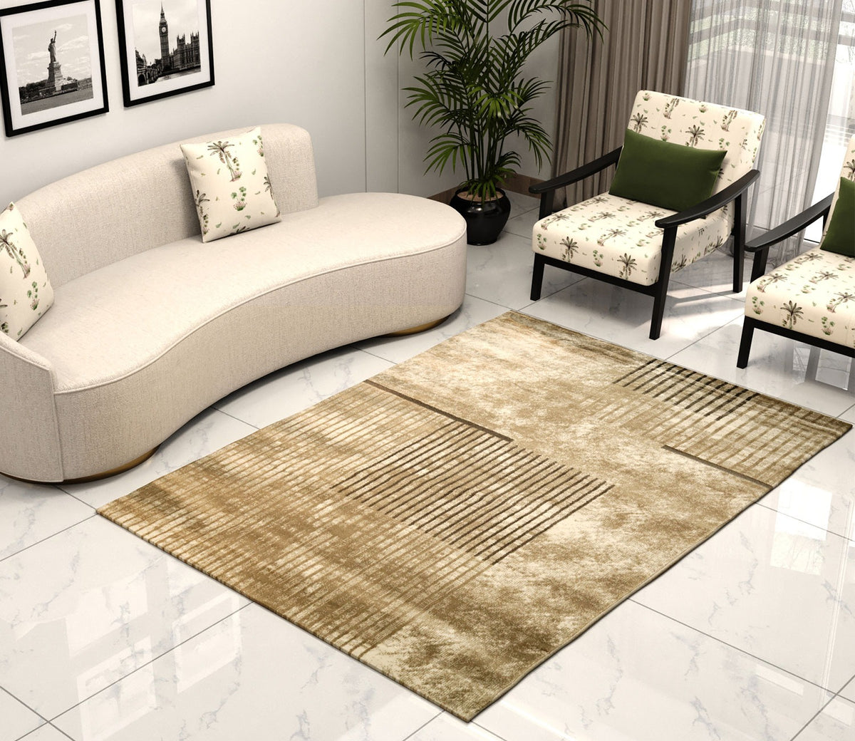 Midtown Grey Abstract Carpet (7.5 x 5 Feet)