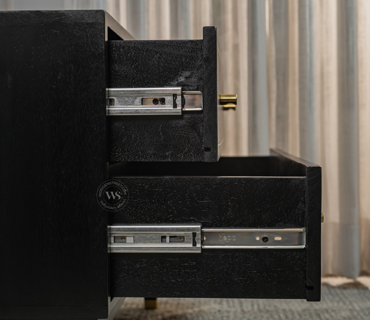 Royce Mango Wood 2 Chest of Drawers (Black Finish)