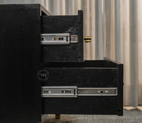 Royce Mango Wood 2 Chest of Drawers (Black Finish)