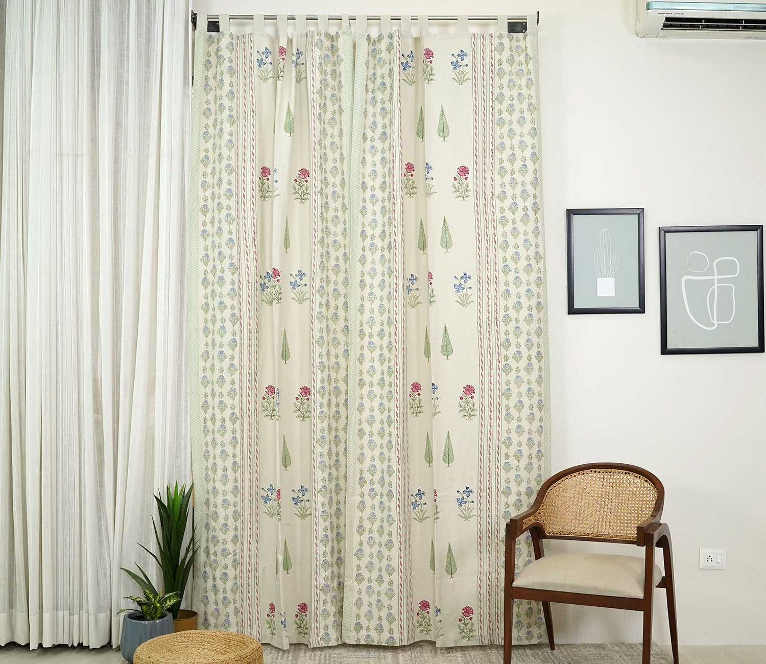 Gardenia Multi Butah 1 Piece Curtain (Beige, 7 Feet)