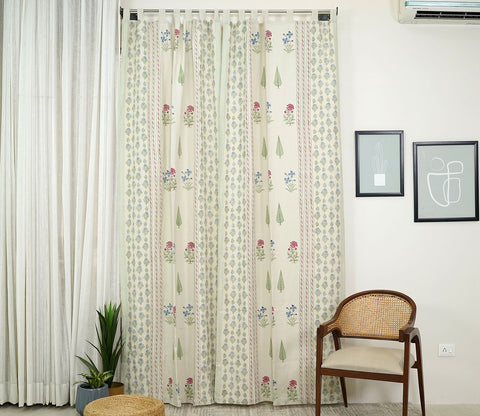 Gardenia Multi Butah 1 Piece Curtain (Beige, 7 Feet)