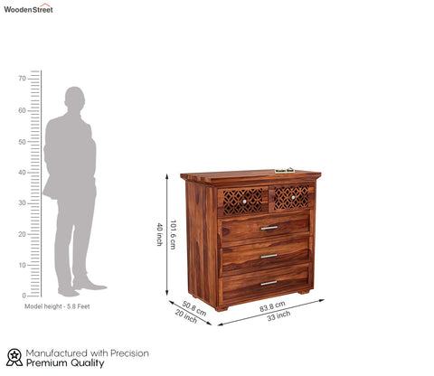 Cambrey 5-Drawer Wooden Chest Of Drawers (Honey Finish)