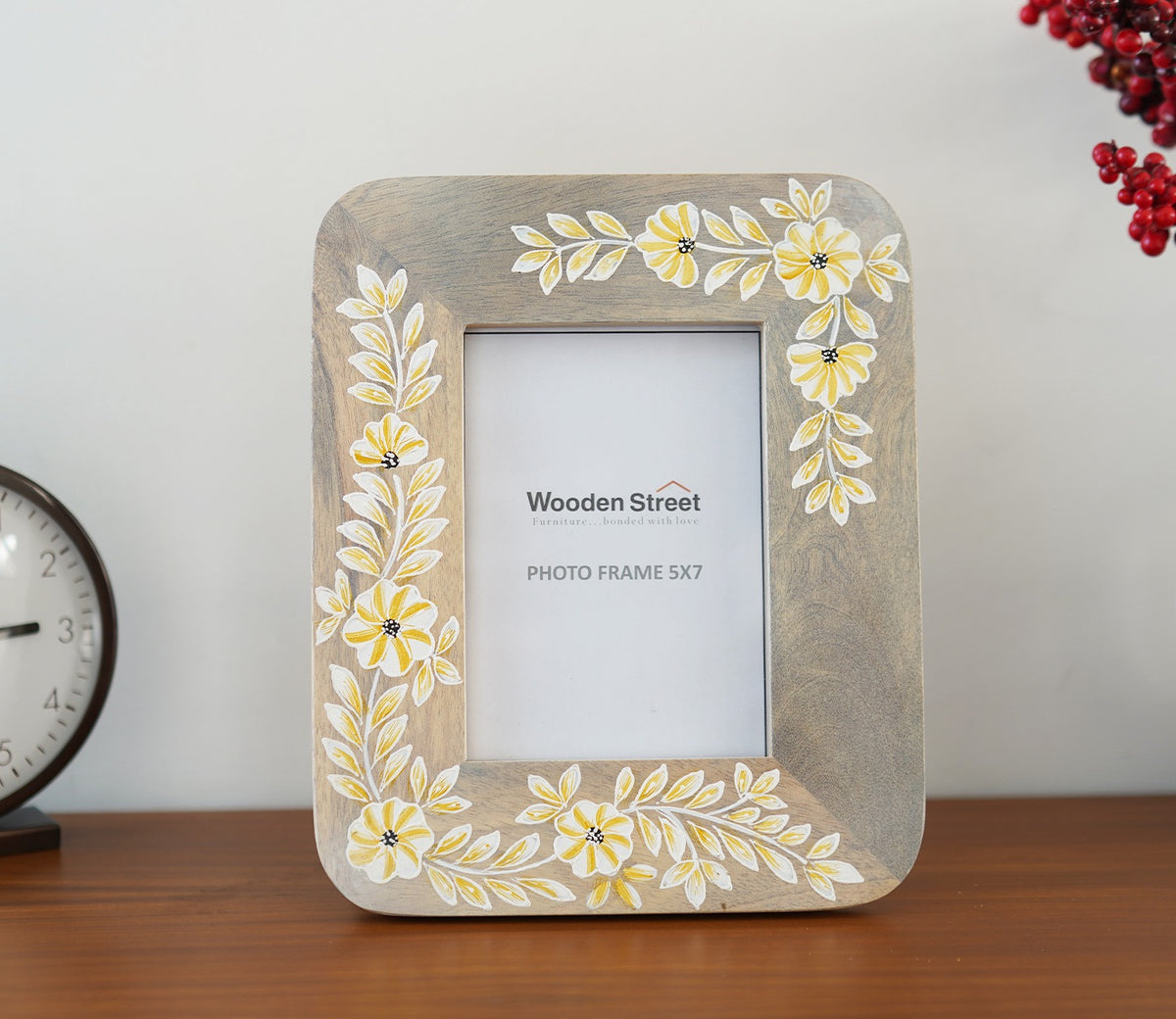 Adiva Floral Hand Painted Wooden Photo Frame