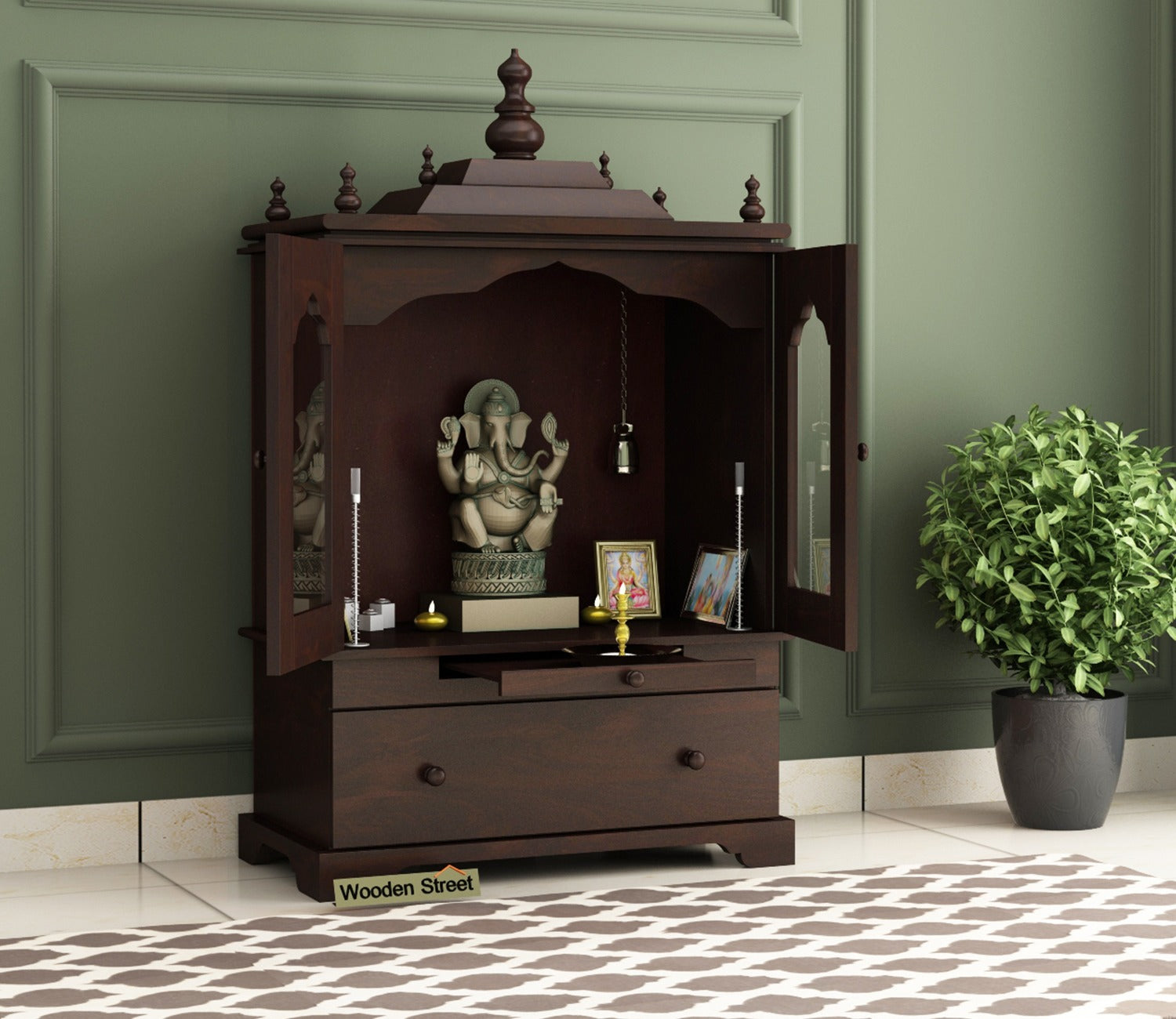 Bhagirathi Home Temple (Walnut Finish)