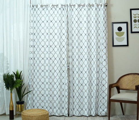 Mesh Door 1 Piece Sheer Curtain (Grey, 7 Feet)