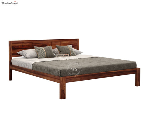 Brixton Sheesham Wood Bed Without Storage (King Size, Honey Finish)