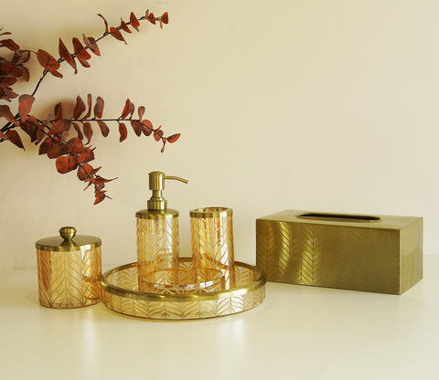 Portia Herringbone Gold And Amber Luster Lotion Bottle