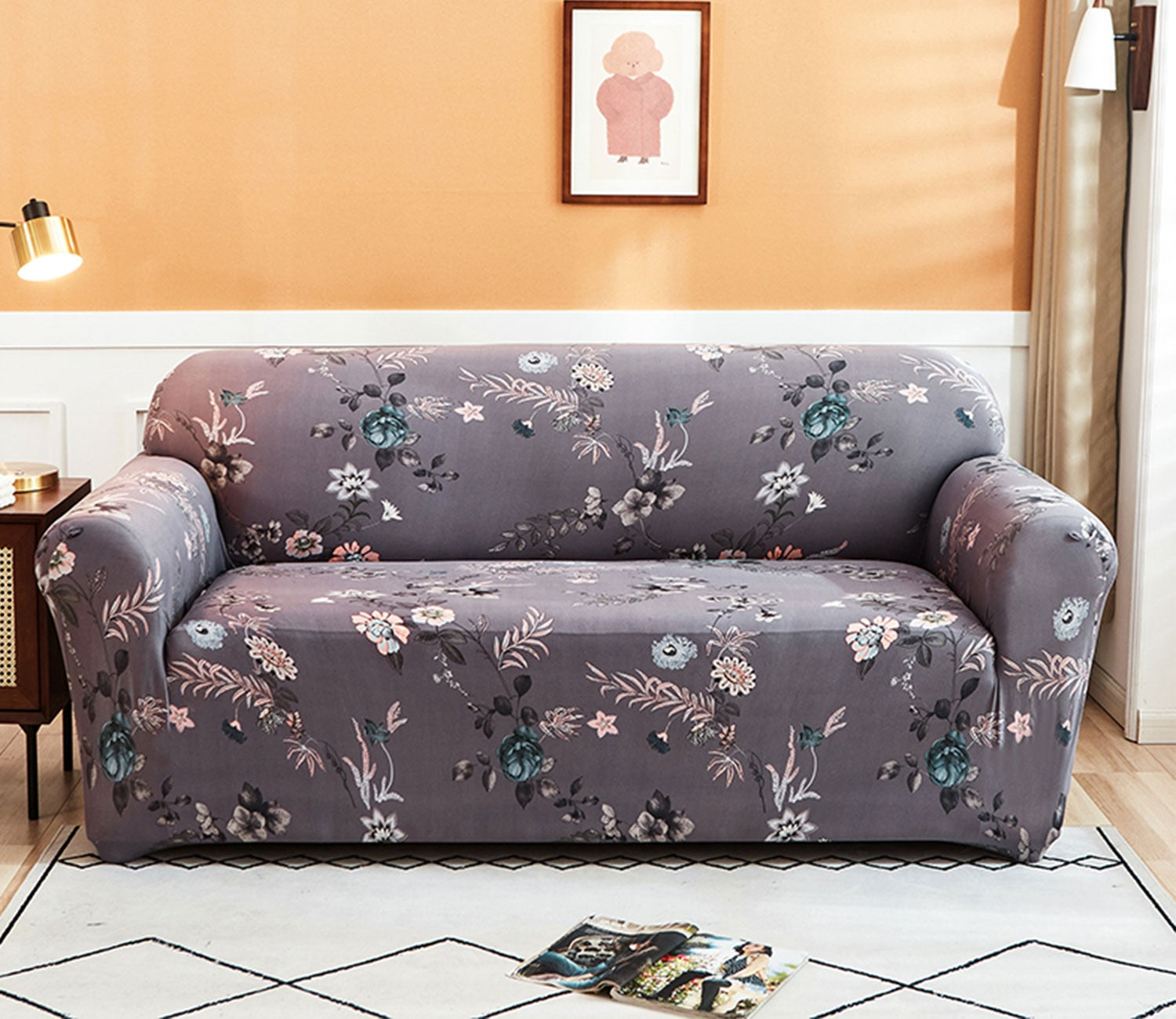 Ethel Floral Printed Polyester Spandex 1 Seater Sofa Cover