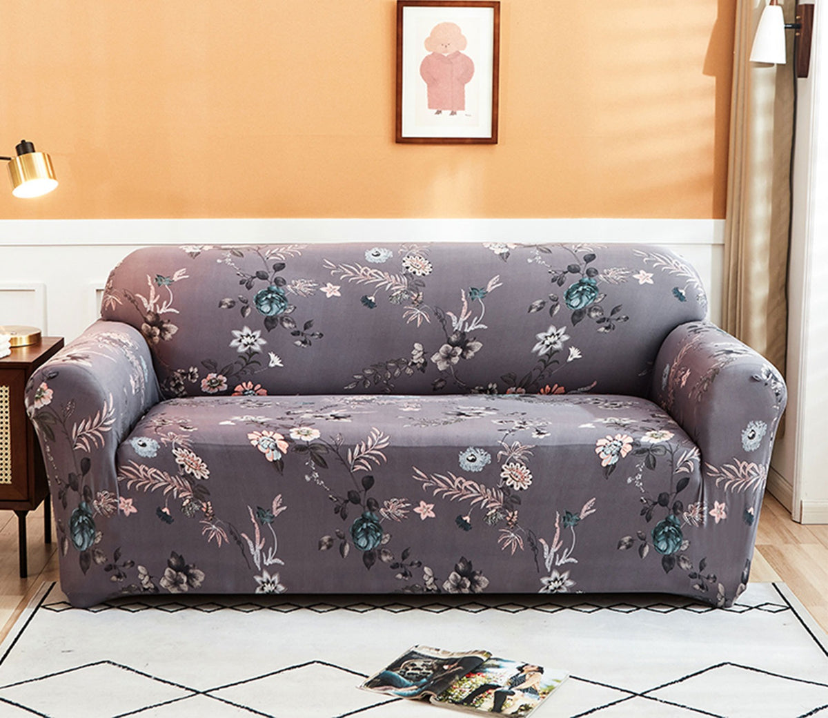 Ethel Floral Printed Polyester Spandex 1 Seater Sofa Cover