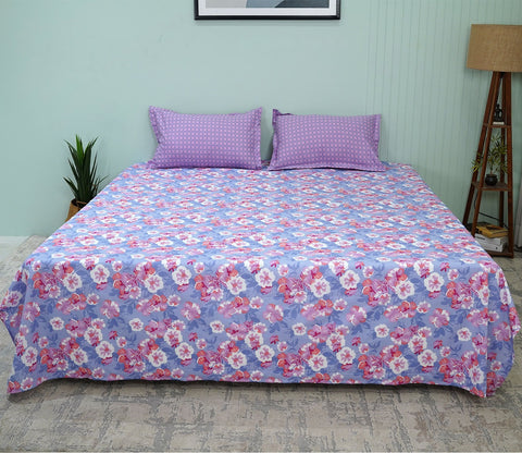 Blossom Celebration Queen Size Bedsheet (Pink)