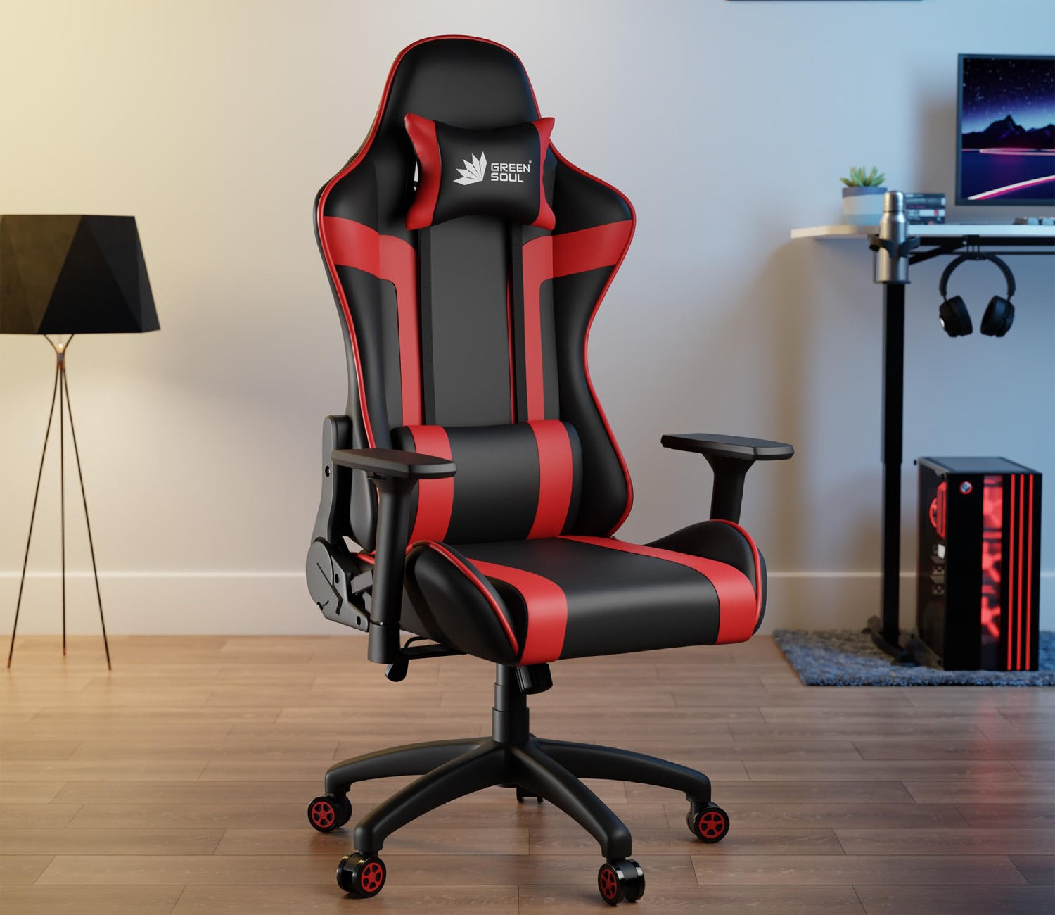 Raptor 2 Multi-Functional Ergonomic Leatherette Office Chair (Red)