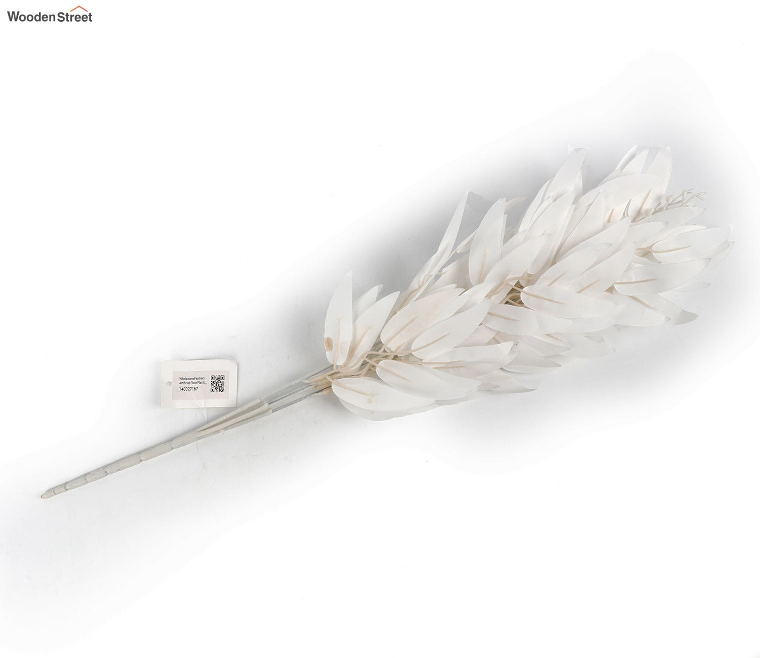 Wholesome Feathers Artificial Plant Plastic Iron Leaf- Set Of 3 (White)