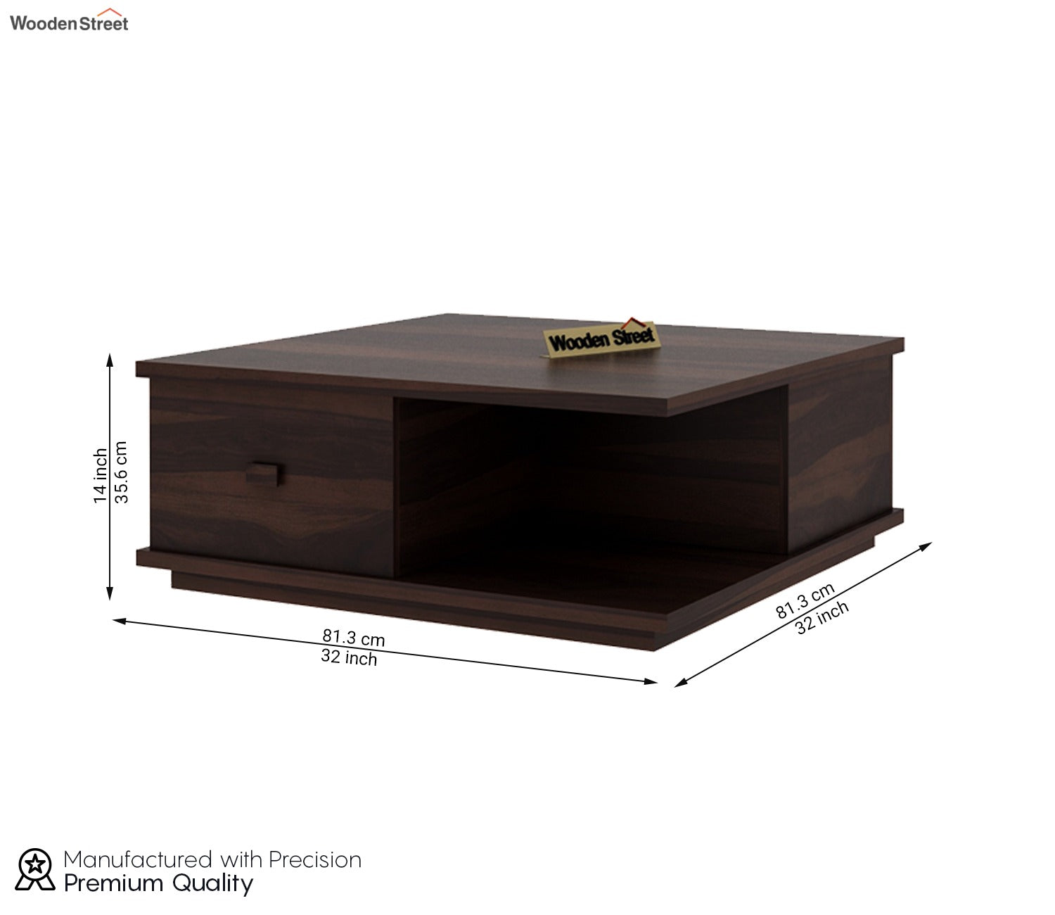Hammond Sheesham Wood Coffee Table with Drawers & Open Storage (Walnut Finish)