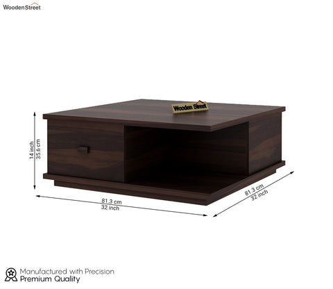 Hammond Sheesham Wood Coffee Table with Drawers & Open Storage (Walnut Finish)