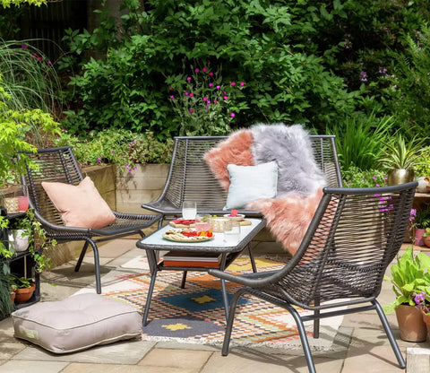 Grey Rope 4 Seater Sofa Set With Table