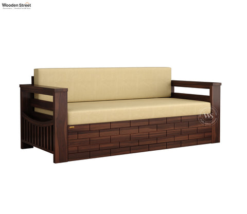 Sereta 3 Seater Sheesham Wood Sofa Cum Bed (King Size, Walnut Finish)
