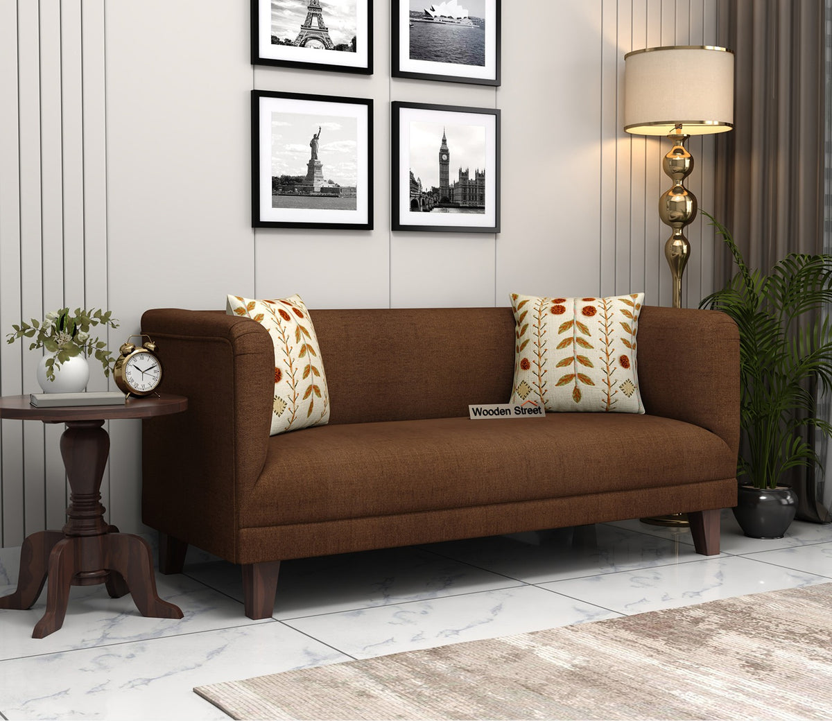 Dexter 3 Seater Fabric Sofa (Cotton, Mocha Brown)