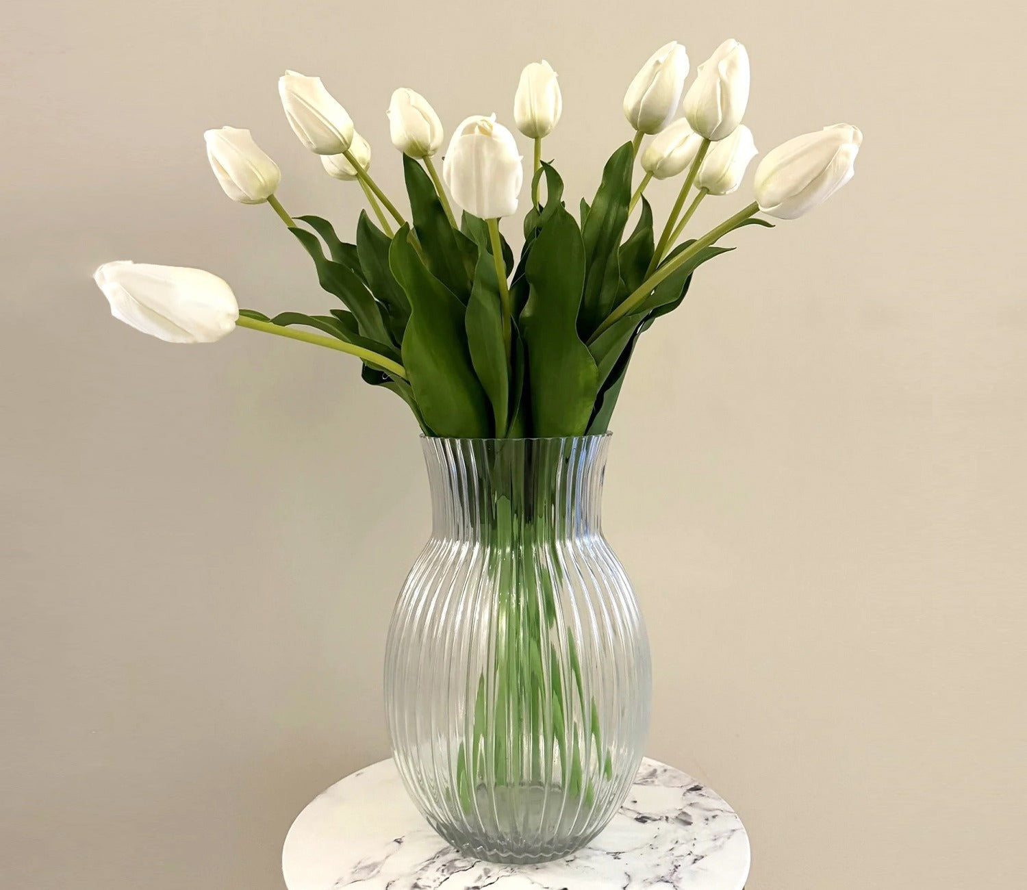 White Tulip Artificial Flower Set of 5