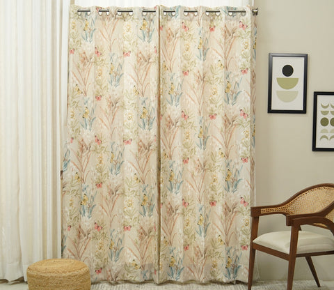 Butterfly 1 Piece Light-Filtering Curtain (Orange, 7 Feet)