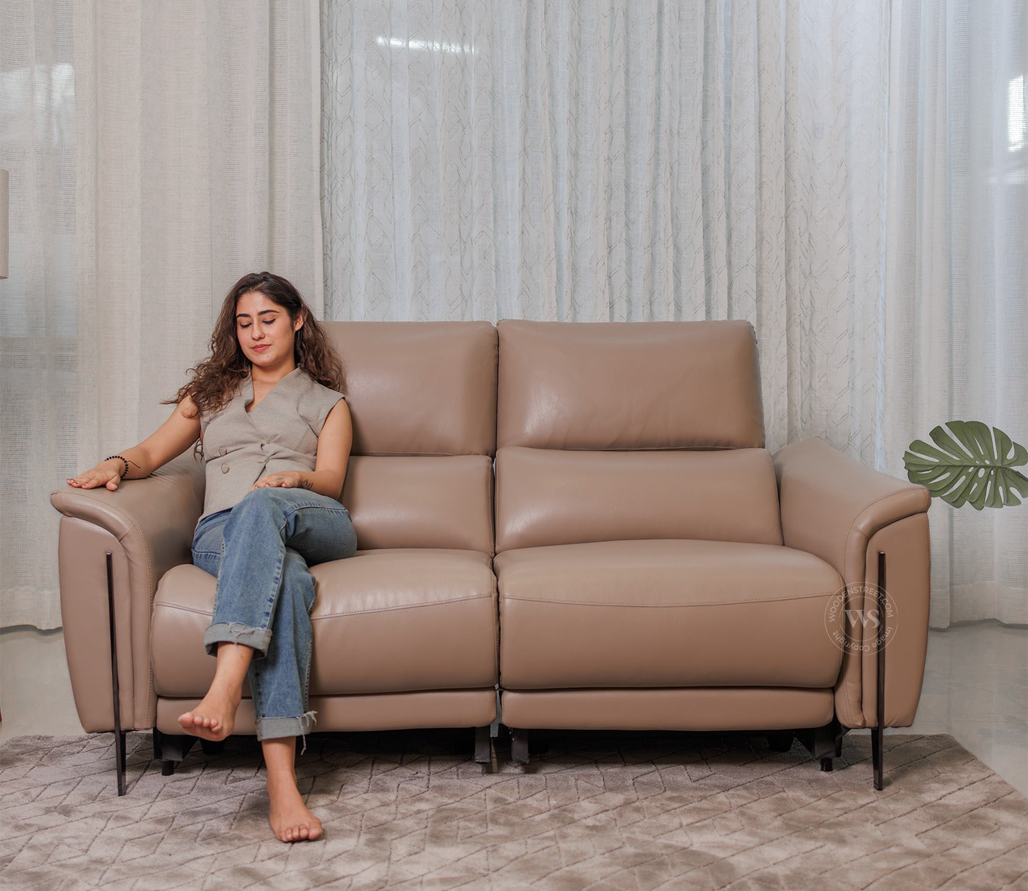 Dennis Luxe Electric Recliner 2 Seater Sofa (Urban Beige)