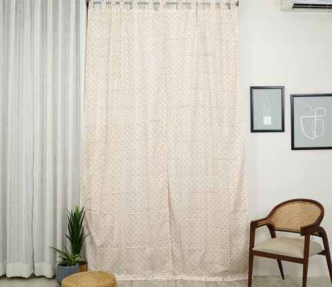 Jaali 1 Piece Long Door Curtain (Brown, 9 Feet)