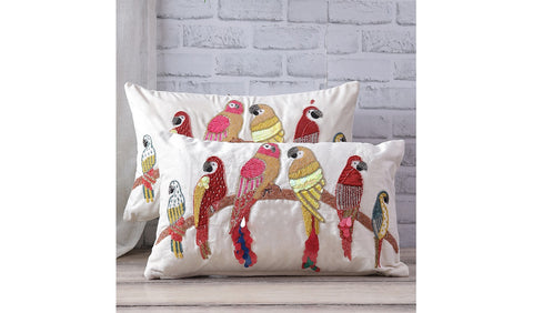 Beaded Sequin Velvet Cushion Covers - Set of 1 (20 x 12 inch, Ivory)