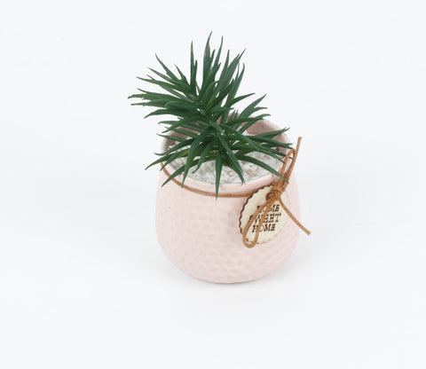 Bloomify Ceramic Pot With Artificial Flowers (Light Pink)