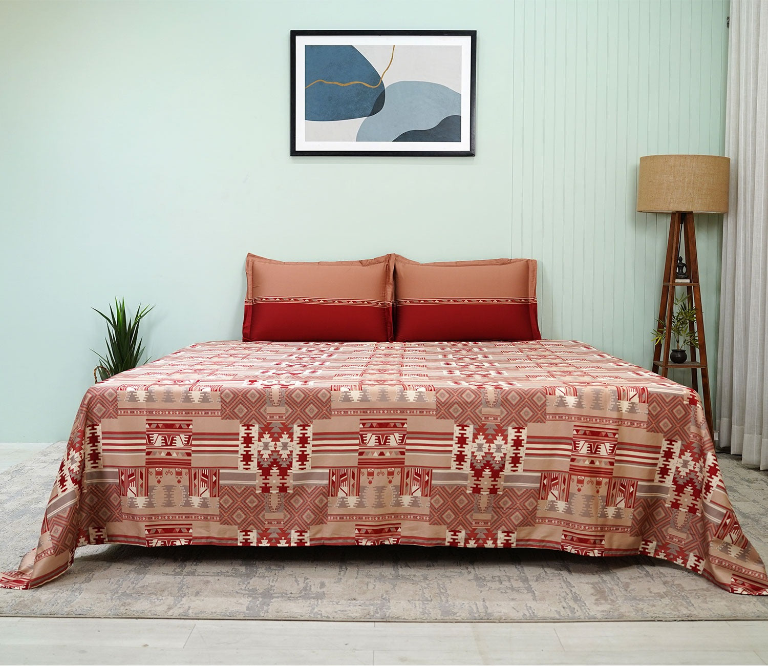 Killim Classic Printed King Size Bedsheet (Red)