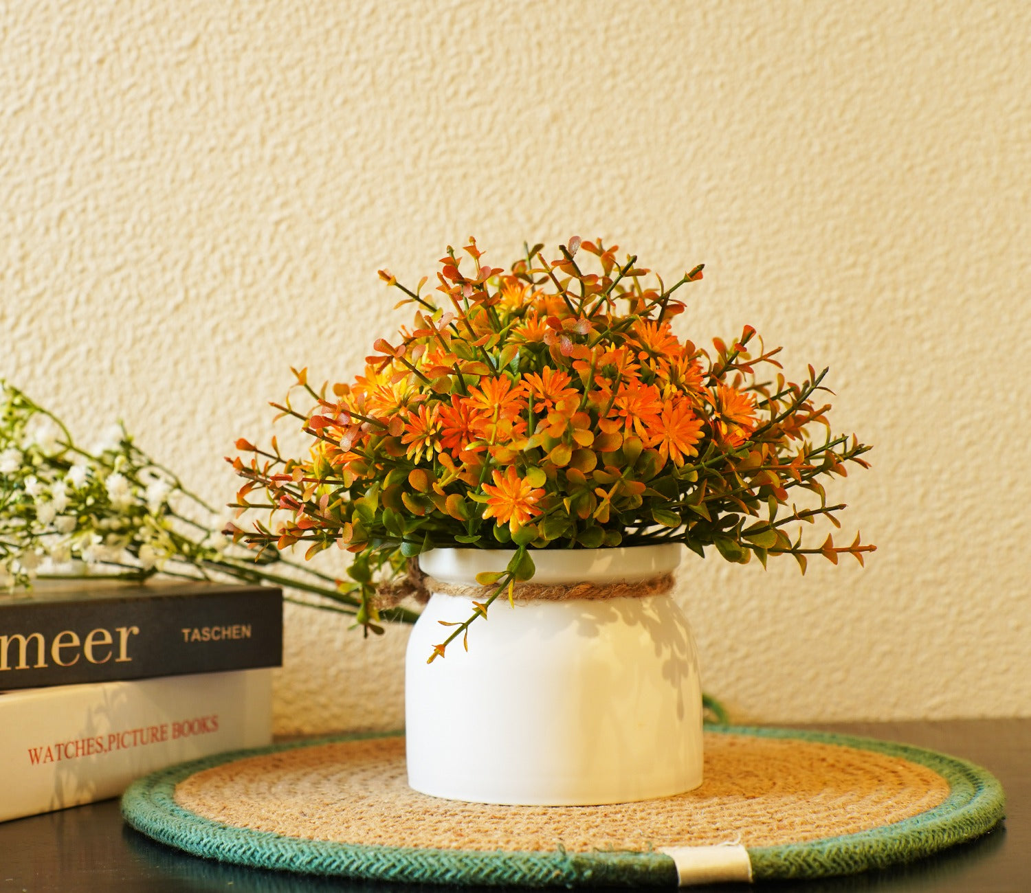 Magnificat Artificial Flowers With Pot (Orange)
