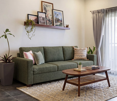 Albus 3 Seater Fabric Sofa (Sage Green)
