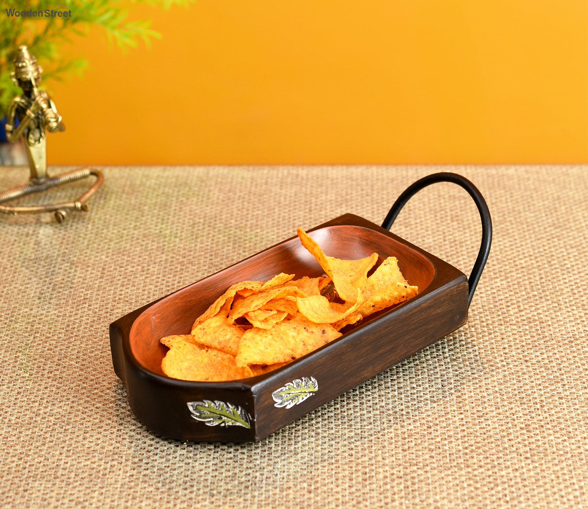 Chips and Snacks Server with Sleek Metal Handle Tray