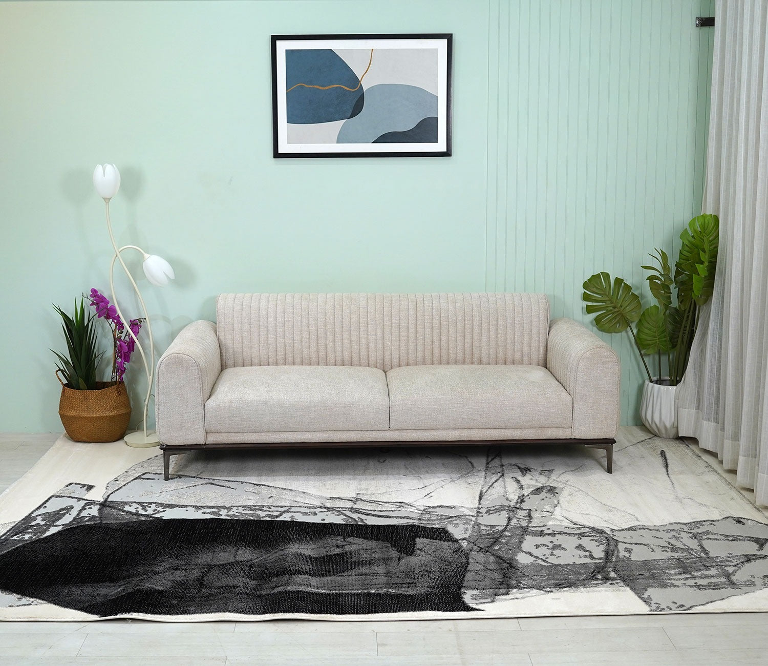 Bergen Black and White Abstract Pattern Carpet  (11 x 7 Feet)