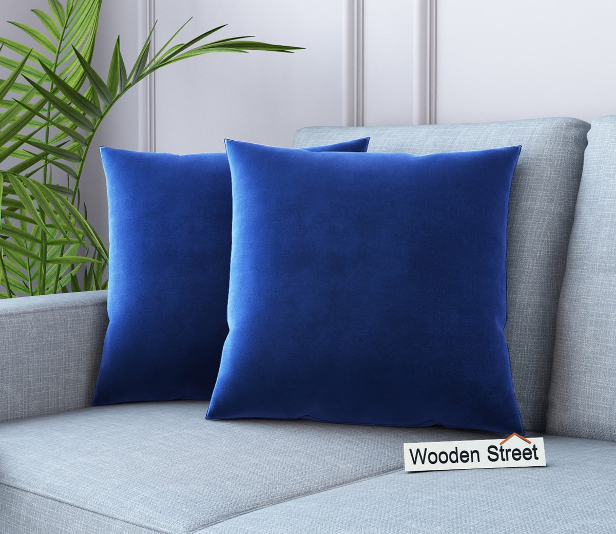 Cupid Velvet Cushion Cover - Pack of 1 (18 x 18 inch, Indigo Blue)