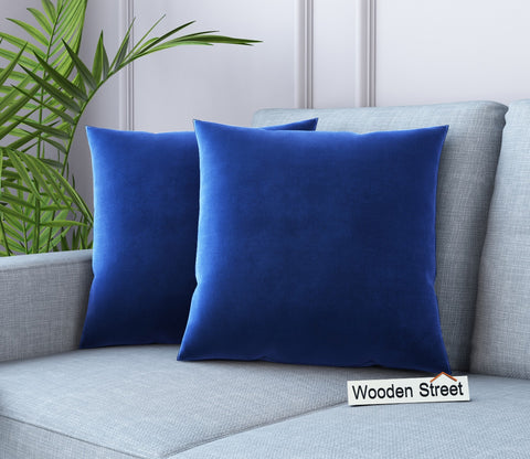Cupid Velvet Cushion Cover - Pack of 1 (18 x 18 inch, Indigo Blue)