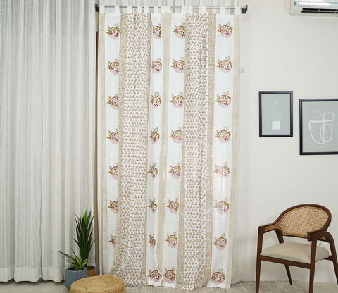 Bird Nest 1 Piece Curtain (White, 7 Feet)