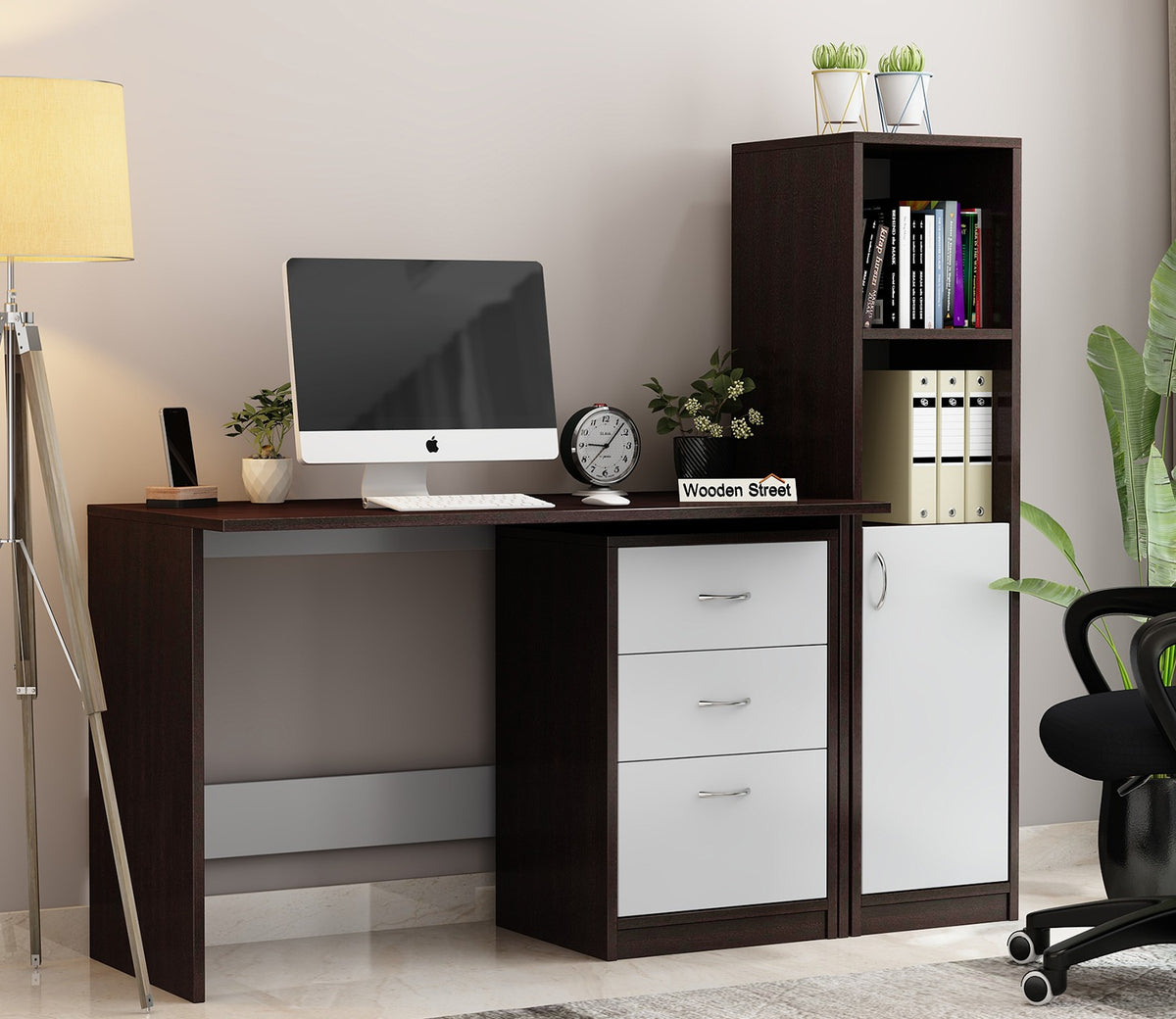 Calisto Engineered Wood Study Table (Flowery Wenge Frosty White)