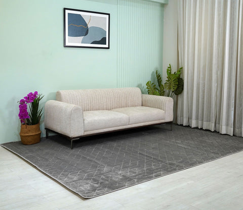 Azalia Grey Geometrical Carpet (11 x 7.8 Feet)