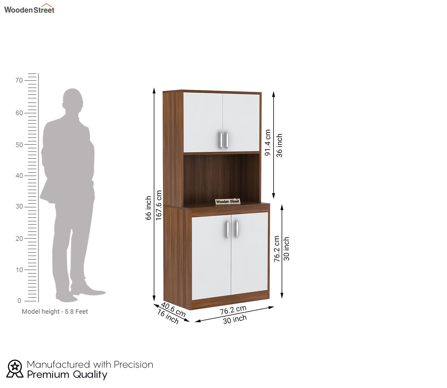 Maris Kitchen Cabinet (Exotic Teak-Frosty White Finish)