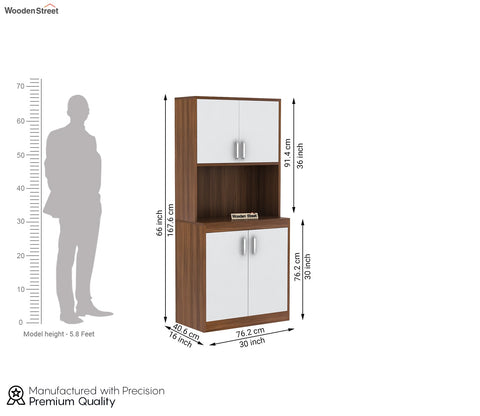 Maris Kitchen Cabinet (Exotic Teak-Frosty White Finish)
