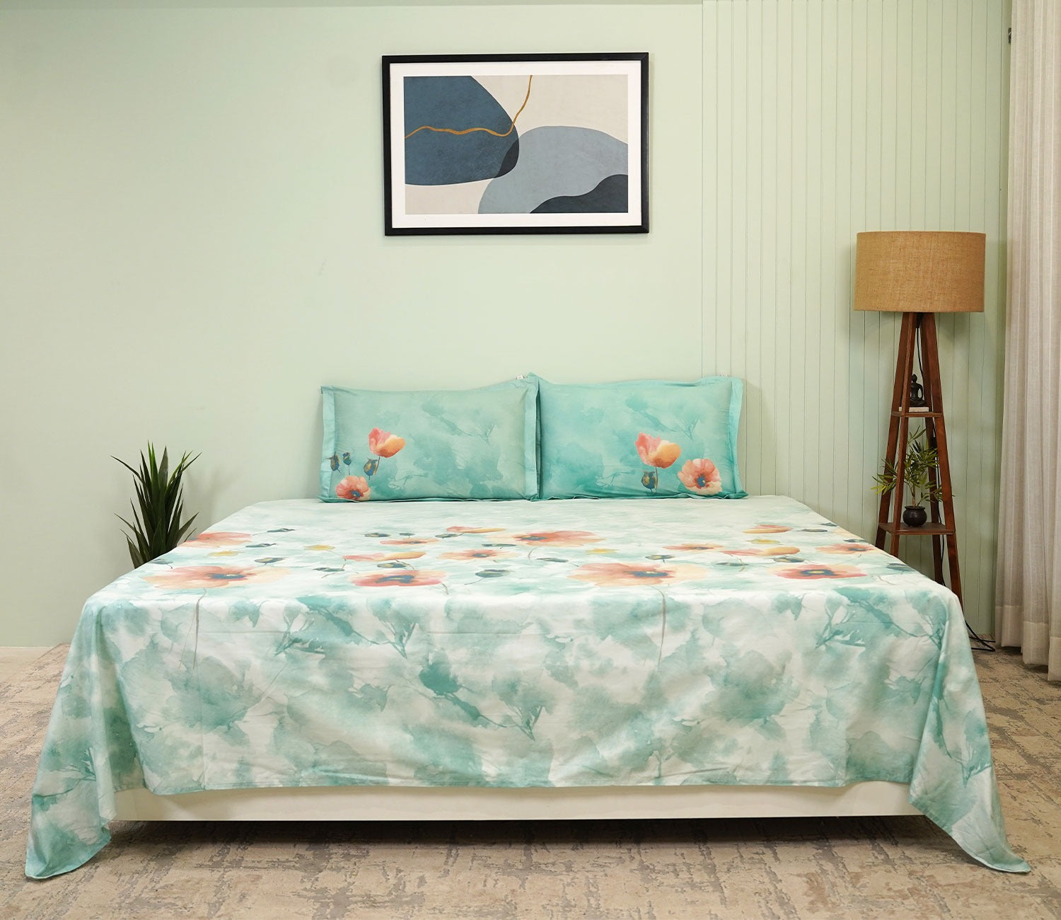 Rosemary Flat Cotton Bed Sheet King Size with 2 Pillow Covers
