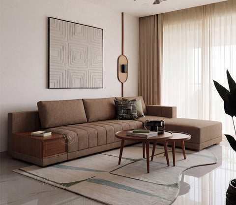 Oasis L-Shape Right Aligned Sectional Sofa (Sand Brown)