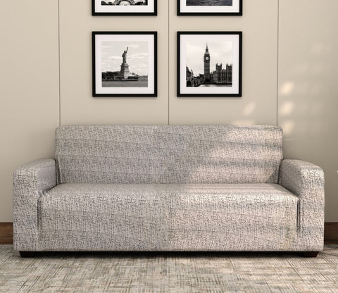 Hester Classic Textured Solid Colored Polyester Spandex 3+1+1 Sofa Cover Set (Grey)