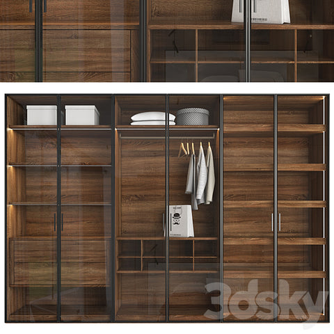 Trueliving 5 Cabinet Open Designer wardrobes Laminated Finish & PU Finish with Drawers 8Ft *2Ft *9Ft -2438.4MM X 609MM X 2743.2MM)
