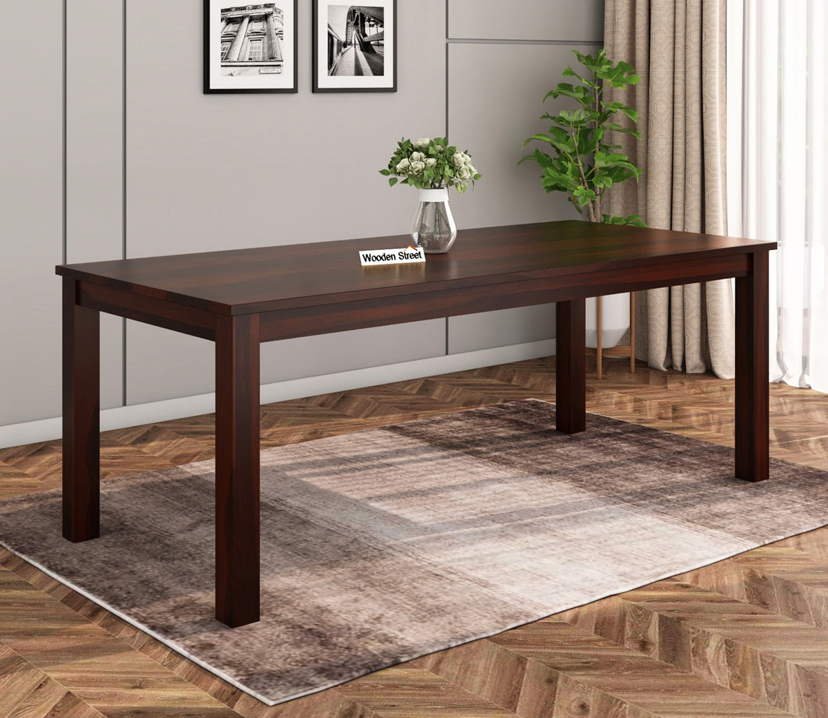 Janet 8 Seater Dining Table (Walnut Finish)