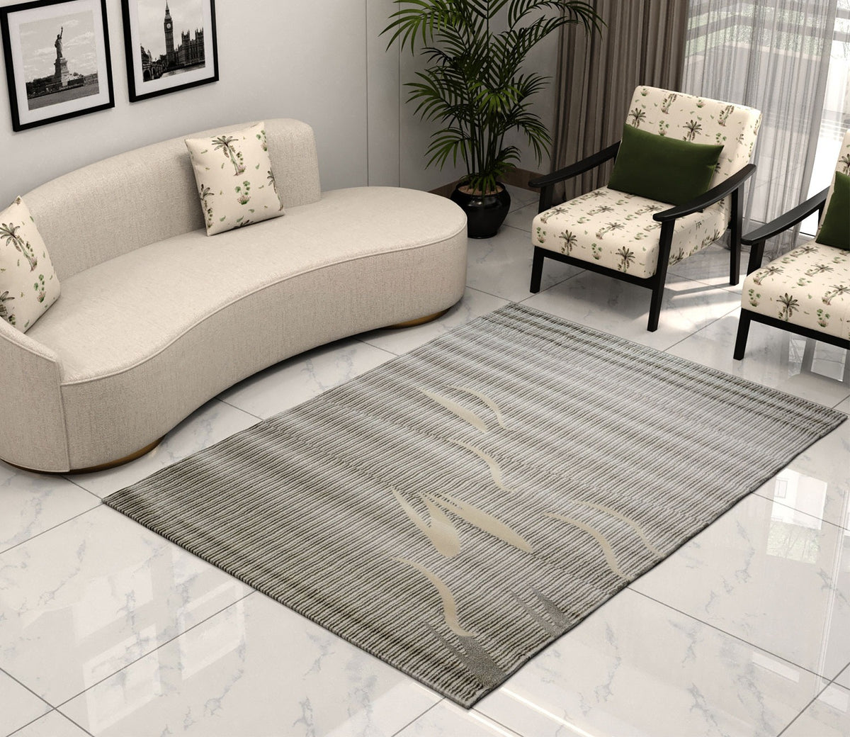 Floret Grey Carpet (7.5 x 5 Feet)
