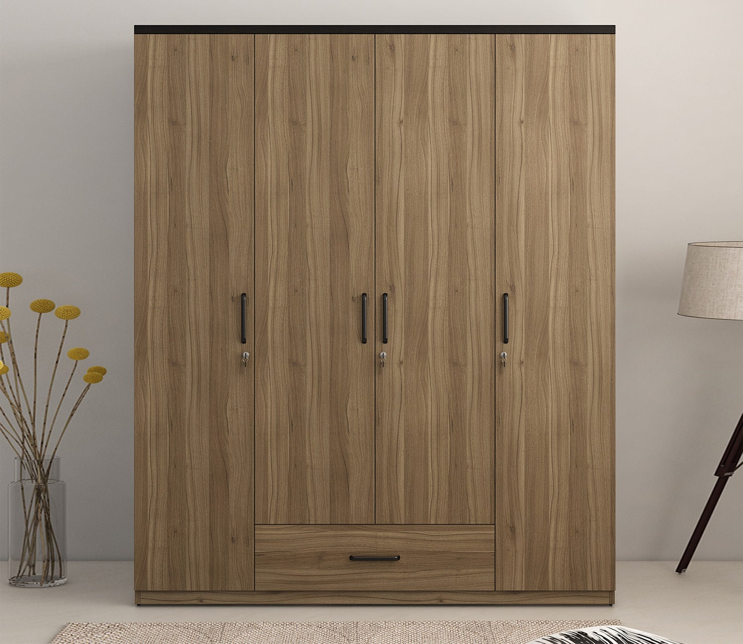 Kosmo Hover 4 Door Engineered Wood Wardrobe Without Mirror